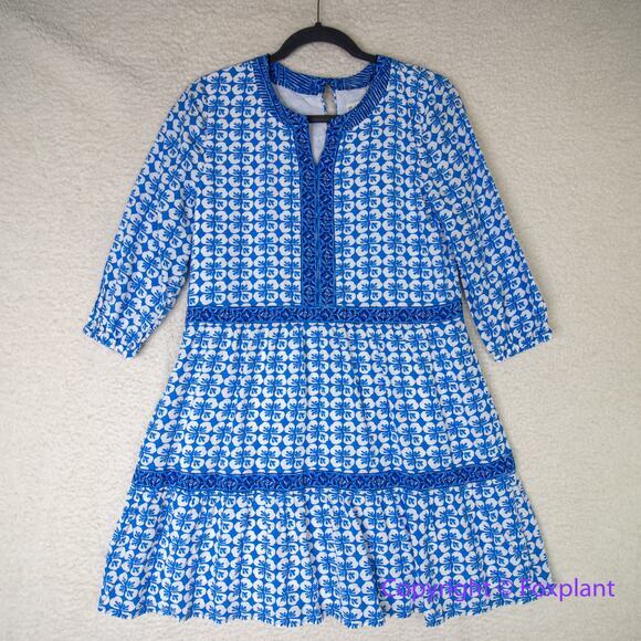 New! Vineyard Vines Hydrangea Geo Tiered‎ Dress blue, size tag marks XL - Picture 1 of 16
